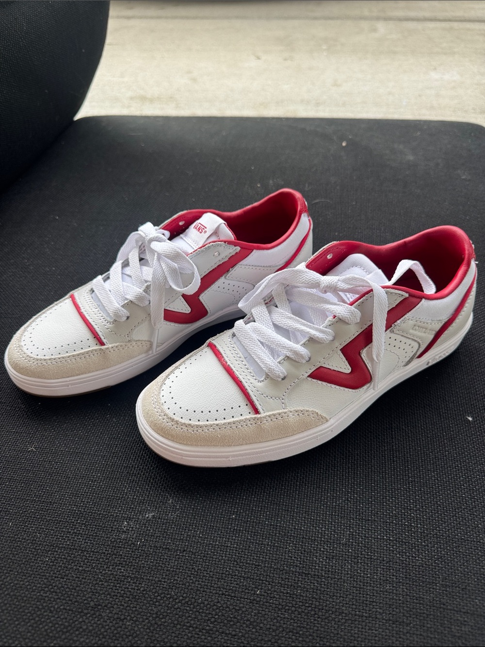 Vans White and Red Low-Top Sneakers